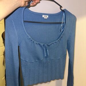 Garage Blue Ribbed Knit Top